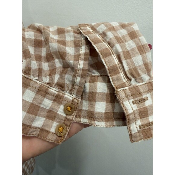 Holding Horses Anthropologie Devon Gingham Popover Peasant Blouse Size 6 - Picture 7 of 10